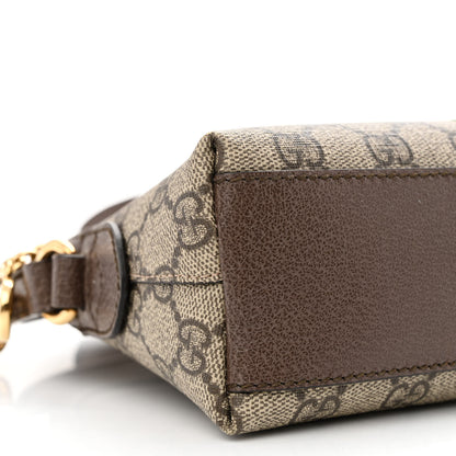 Gucci GG Supreme Monogram Textured Dollar Calfskin Web Small Ophidia Dome Shoulder Bag Beige Ebony New Acero 9 of 11