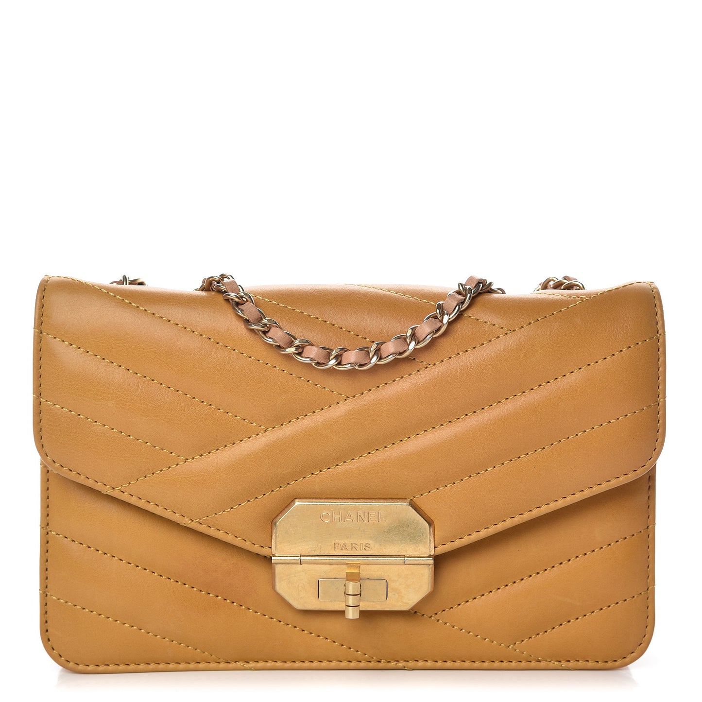 Calfskin Chevron Small Gabrielle Flap Yellow