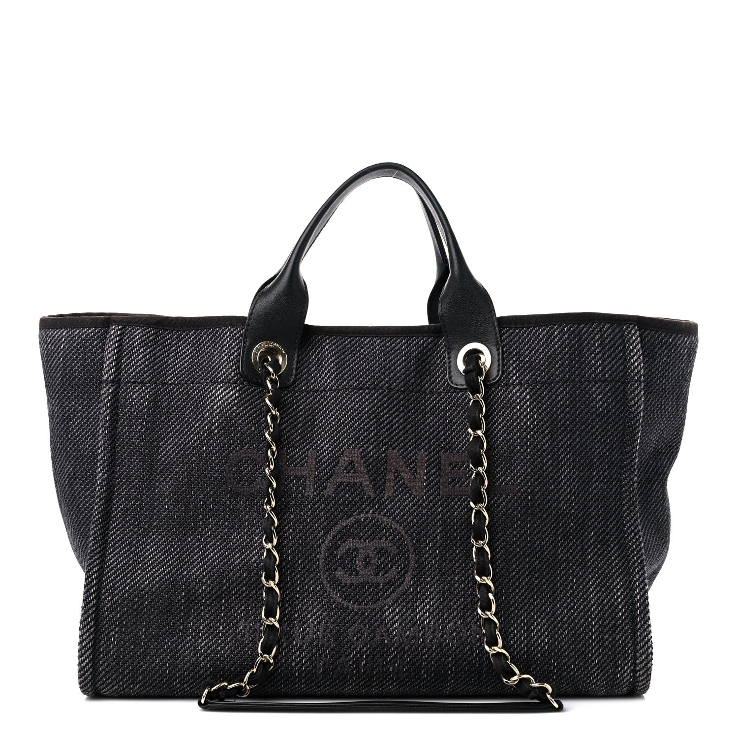 Chanel Woven Straw Raffia Medium Deauville Tote Black 1 of 16