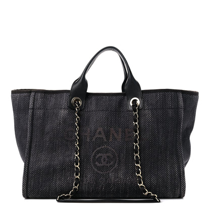 Chanel Woven Straw Raffia Medium Deauville Tote Black 1 of 16