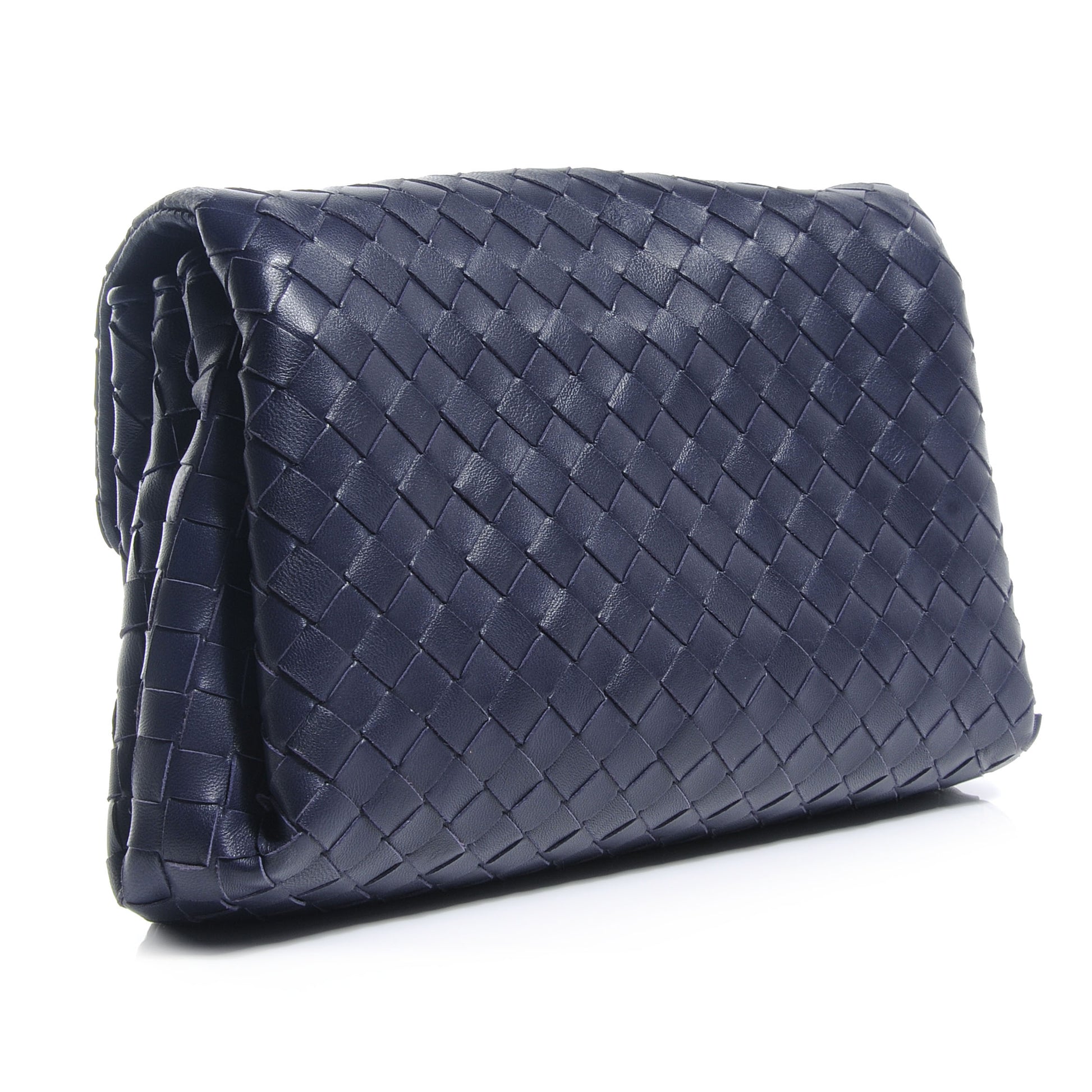 Bottega Veneta Woven Intrecciato Flap Clutch Ink 3 of 8
