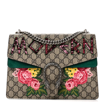 Gucci GG Supreme Monogram Embroidered Medium Dionysus Shoulder Bag Emerald 1 of 11