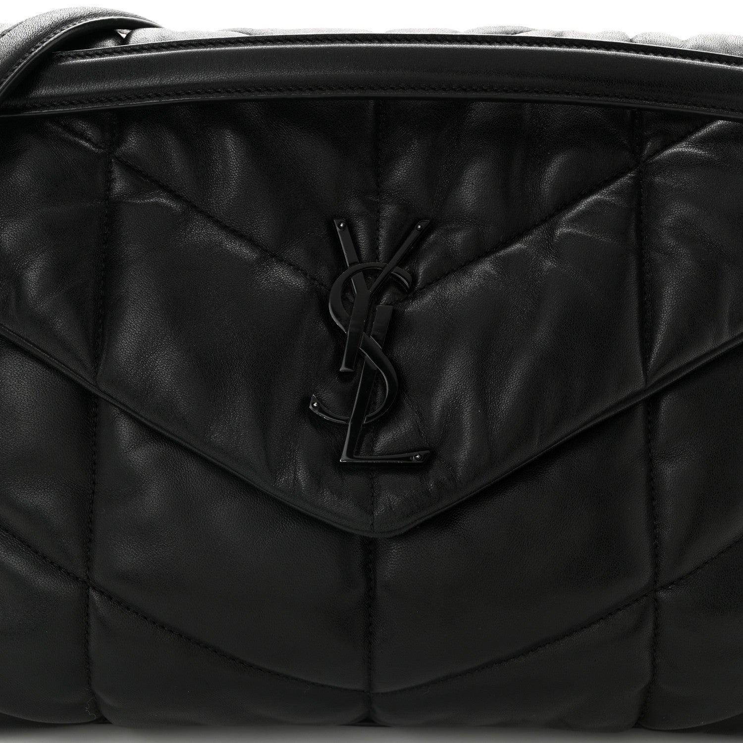 Saint Laurent Lambskin Quilted Monogram Monochrome Small Loulou Puffer Chain Satchel Black 8 of 11