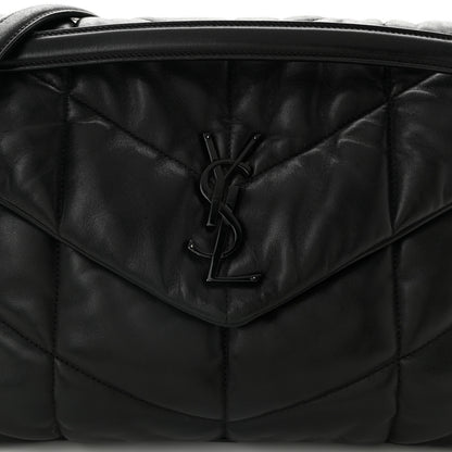Saint Laurent Lambskin Quilted Monogram Monochrome Small Loulou Puffer Chain Satchel Black 8 of 11