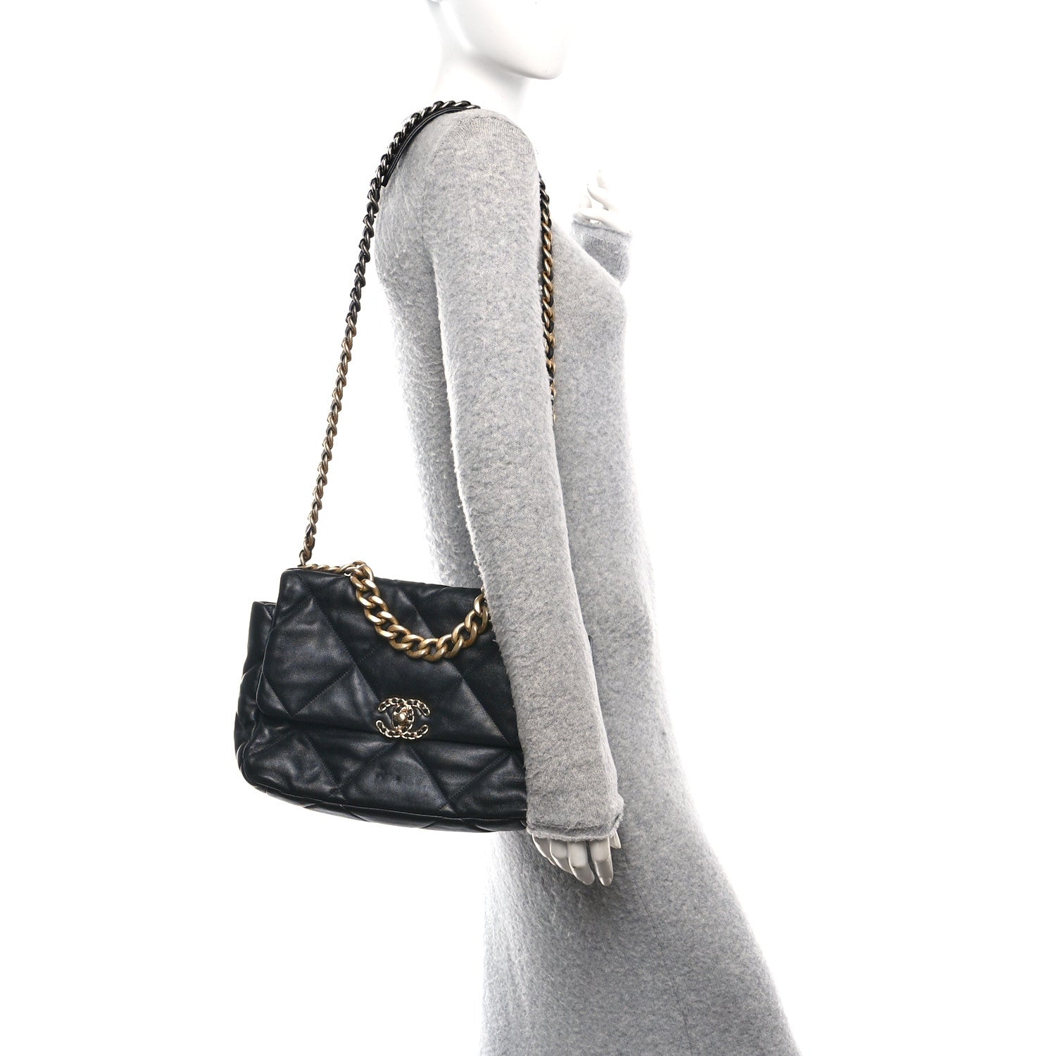 Chanel Lambskin Quilted Large Chanel 19 Flap Black 2 of 10
