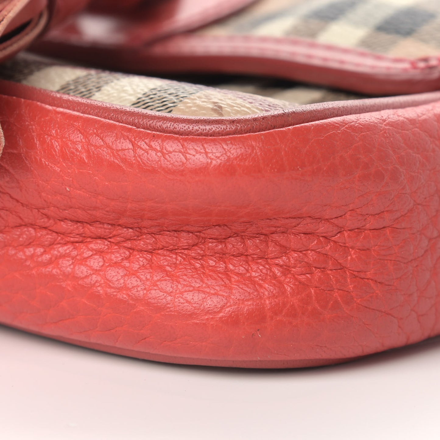 Haymarket Check Mini Tassel Crossbody Bag Red