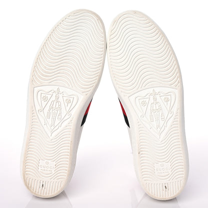 Gucci Calfskin Miro Soft Web Embroidered Mens Ace Sneakers 8 White Green 5 of 13