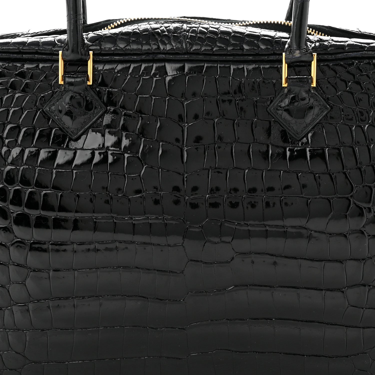 Hermes Shiny Porosus Crocodile Plume Elan 28 Black 7 of 9