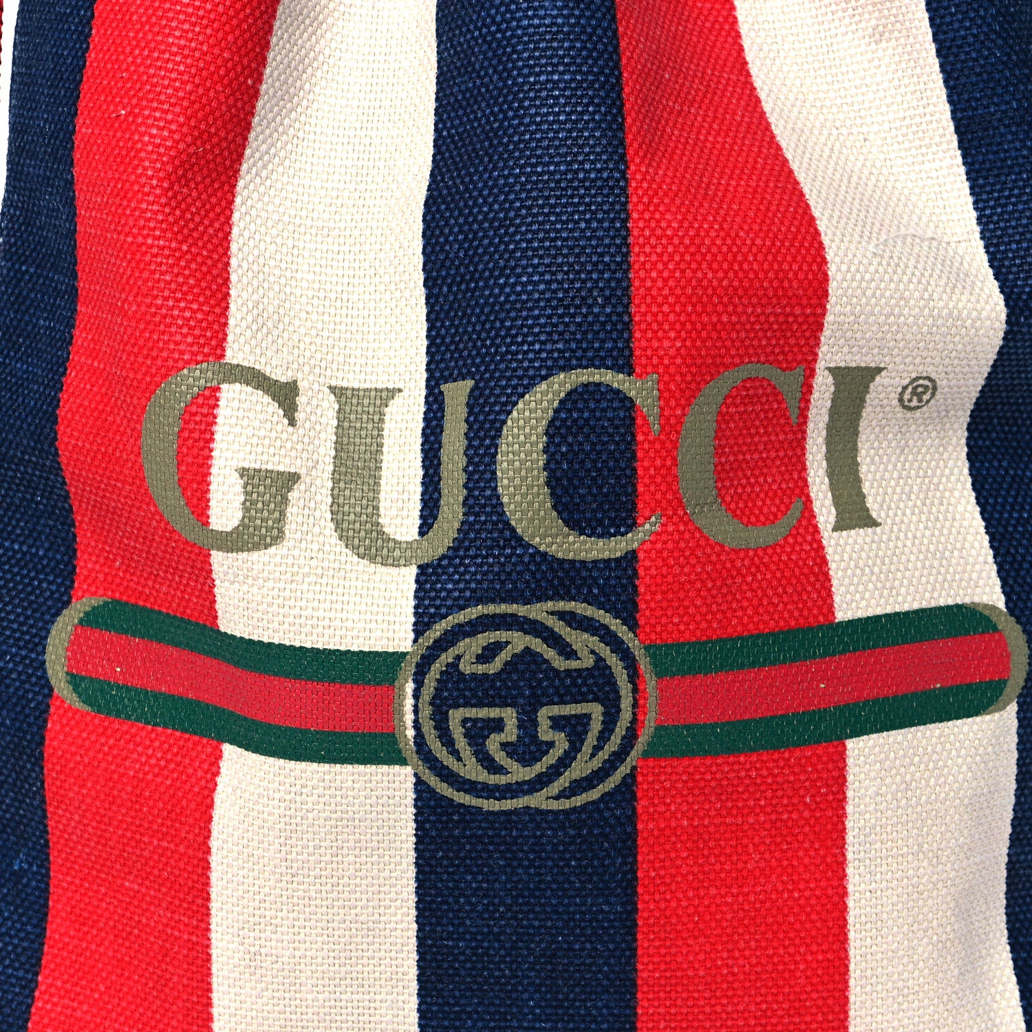 Gucci Canvas Logo Sylvie Stripe Drawstring Backpack Red 9 of 11