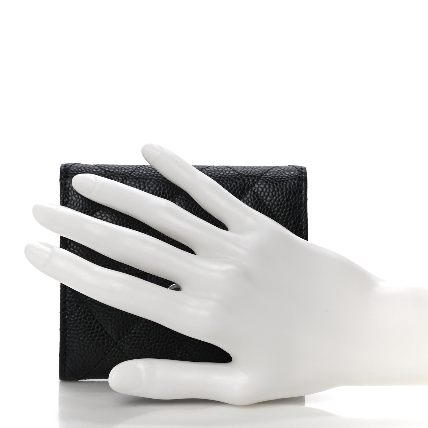 Caviar Quilted Compact Flap Wallet Black