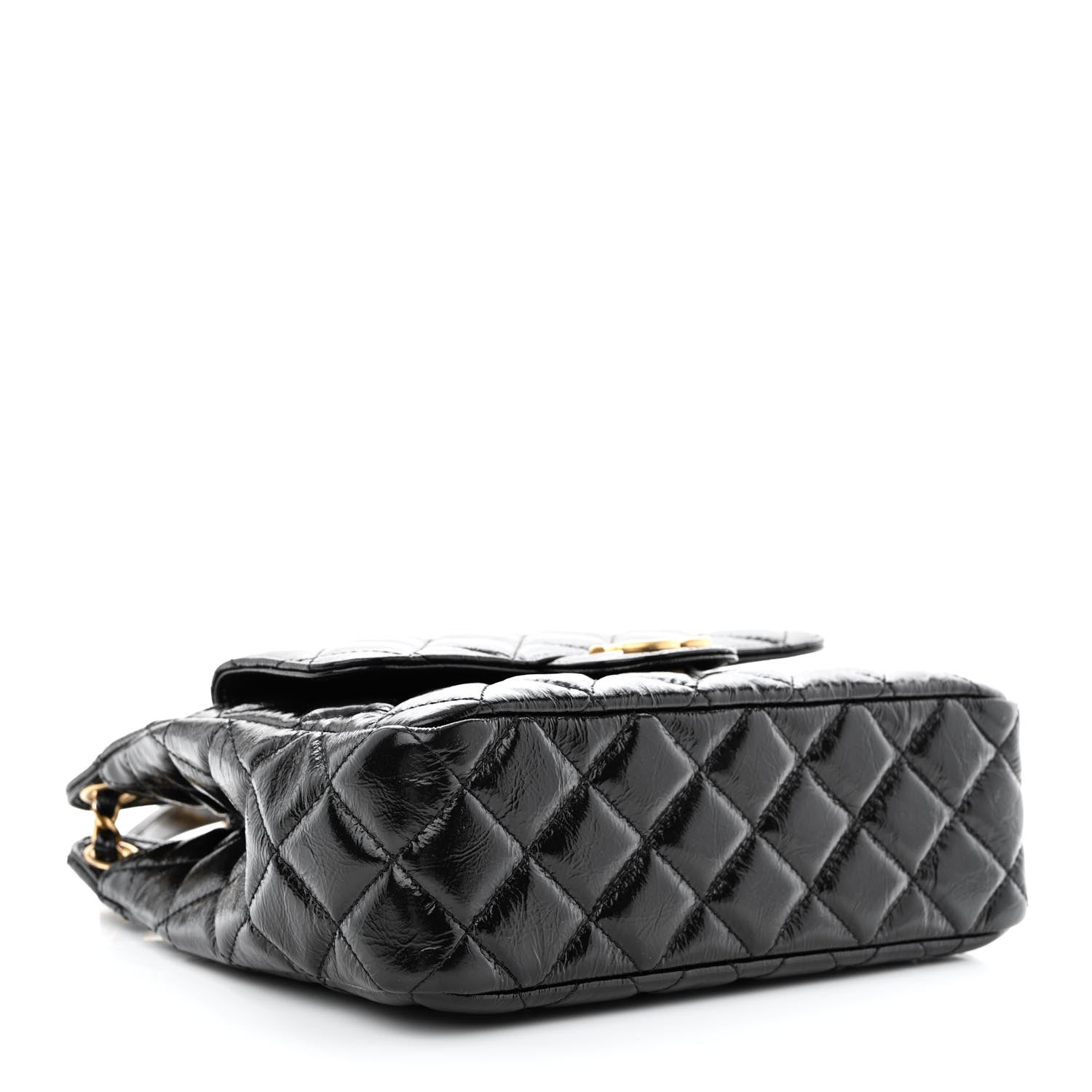 Chanel Shiny Crumpled Calfskin Quilted Wavy CC Hobo Black 4 of 12