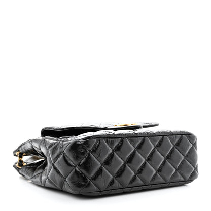 Chanel Shiny Crumpled Calfskin Quilted Wavy CC Hobo Black 4 of 12