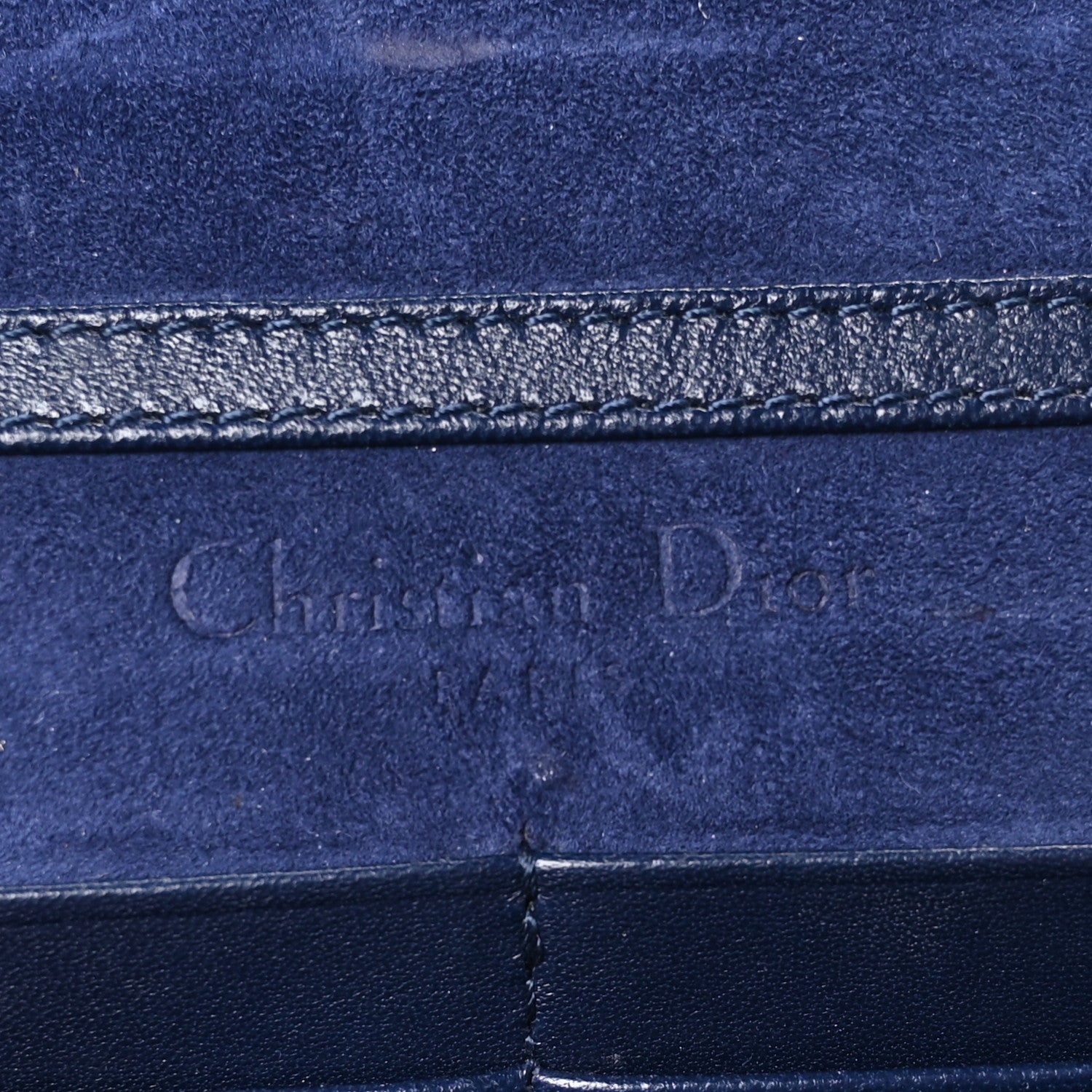 Christian Dior Grained Calfskin Diorama Wallet on Chain Pouch Blue 6 of 11