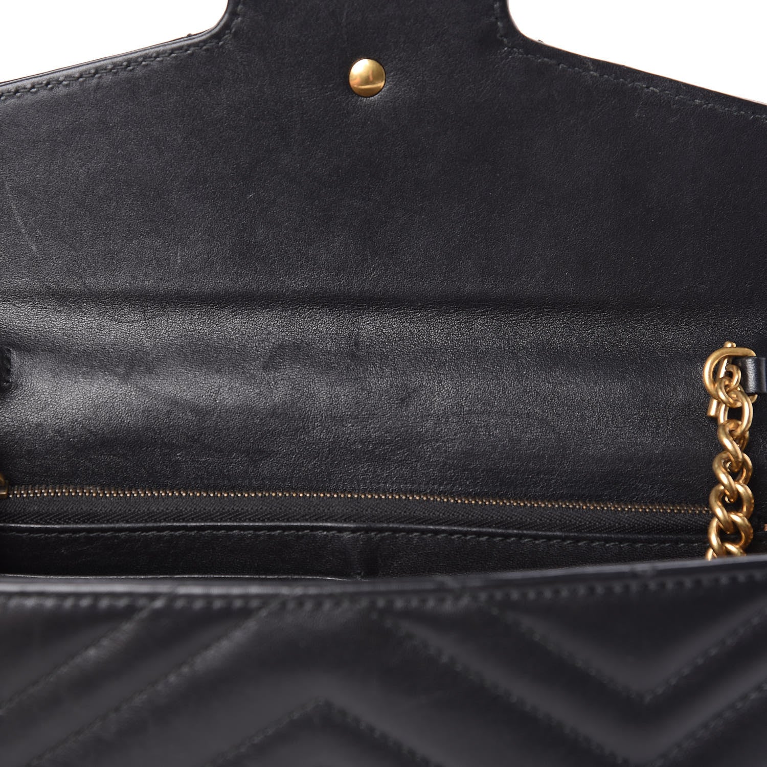 Gucci Calfskin Matelasse Mini GG Marmont Chain Wallet Black 8 of 13