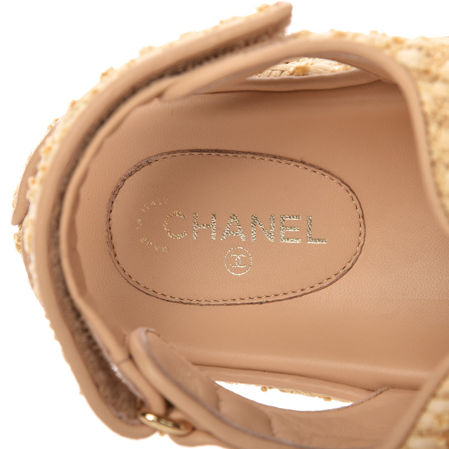 Chanel Braided Fabric Velcro Dad Sandals 38 Beige 7 of 10