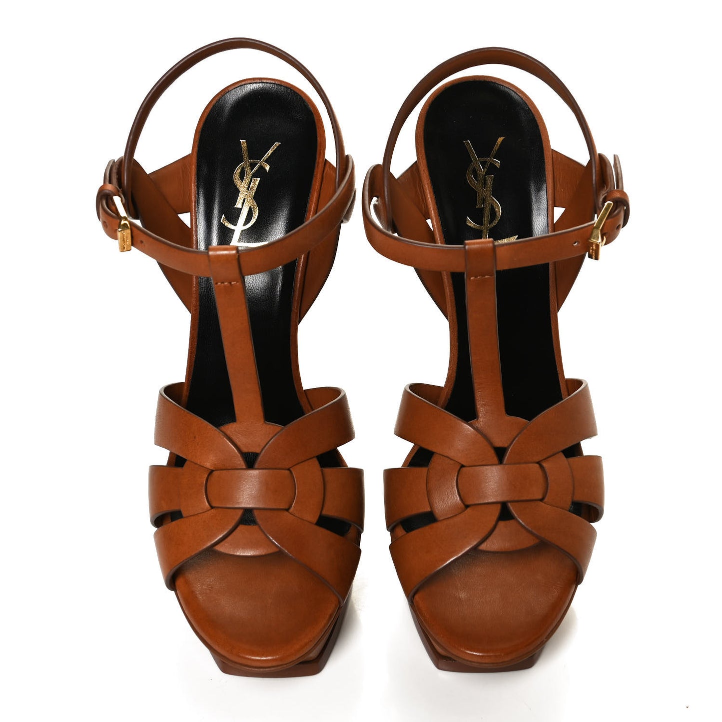 Calfskin Tribute 105 Platform Sandals 40 Caramel