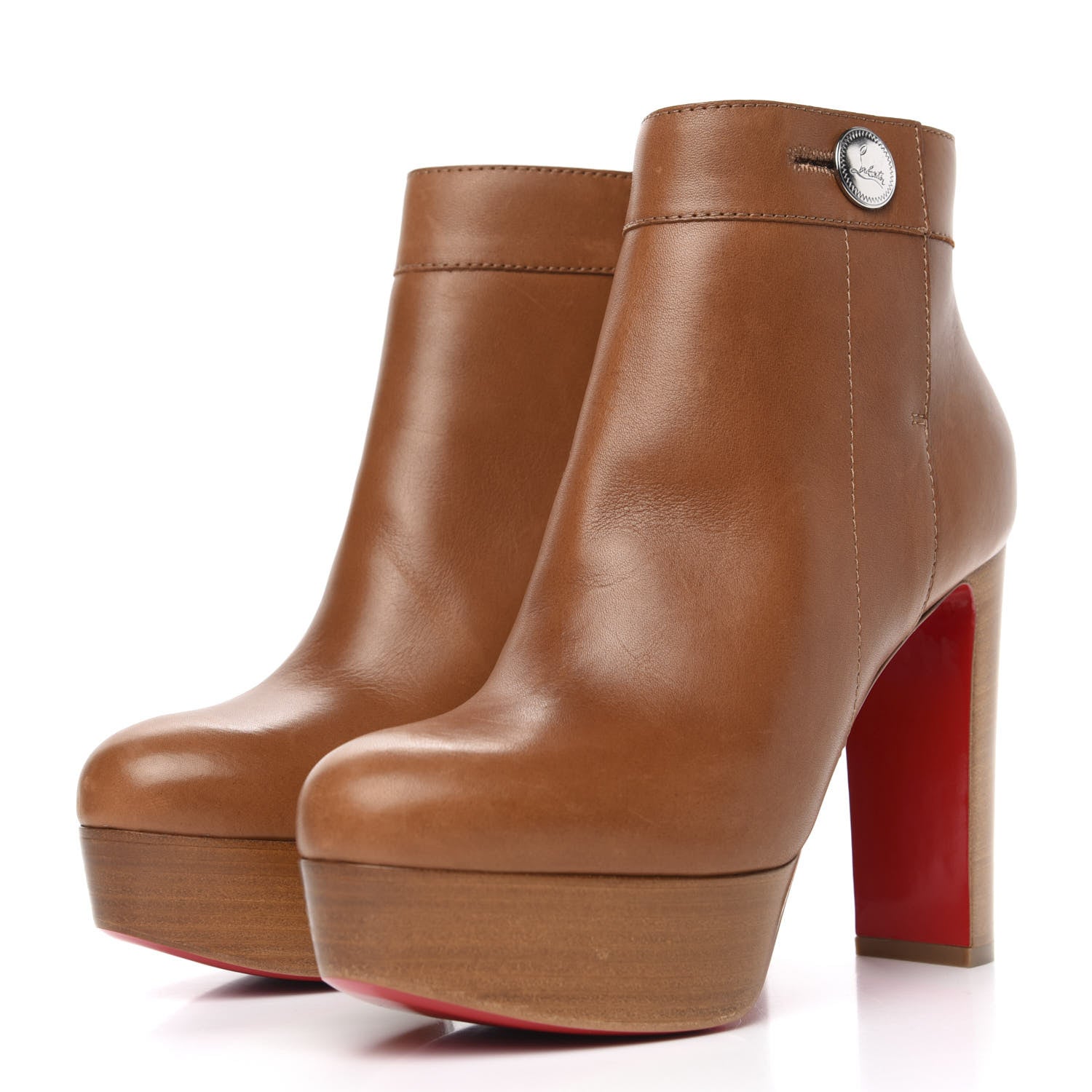 Christian Louboutin Calfskin Janis Alta 120 Booties 39 Cuoio 3 of 10