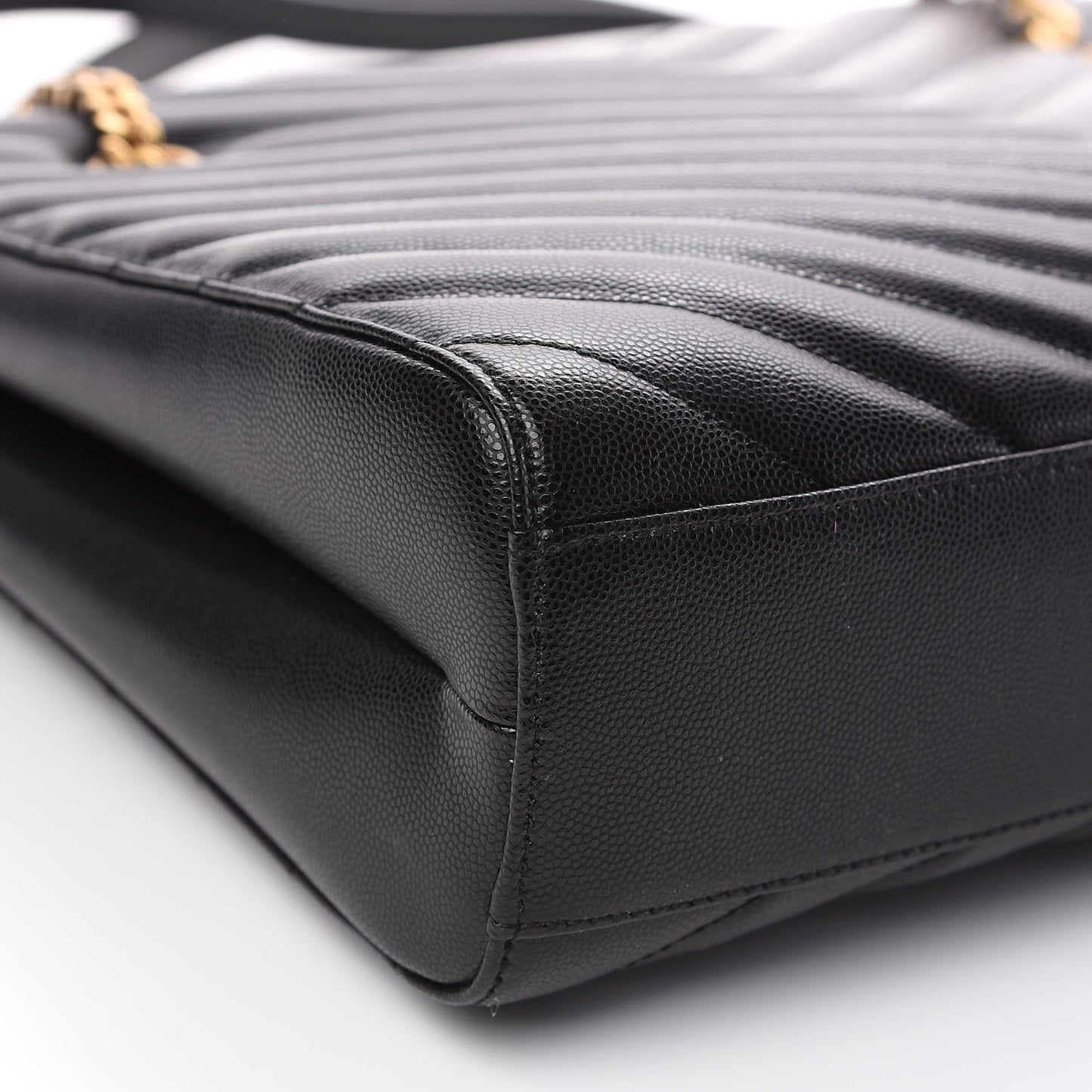 Grain De Poudre Matelasse Chevron Medium Tribeca Shopping Bag Black