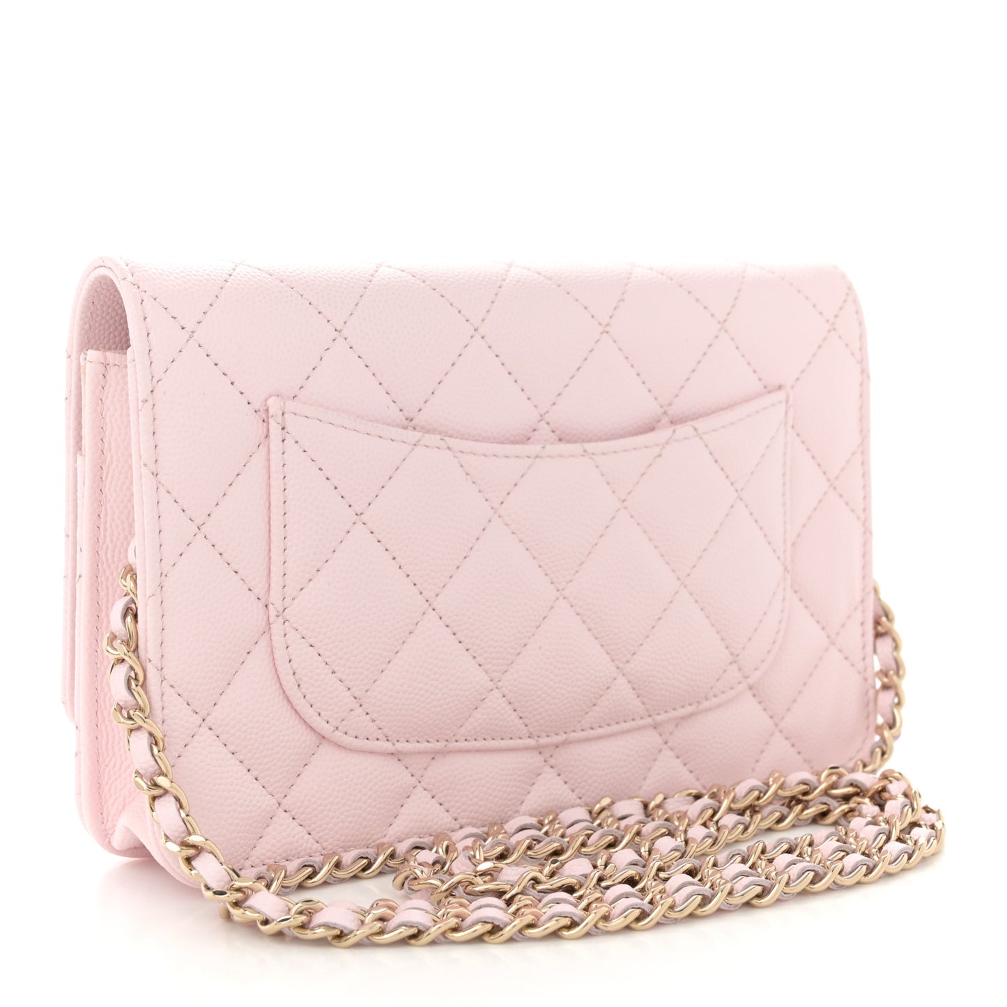 Caviar Quilted Wallet on Chain WOC Light Pink