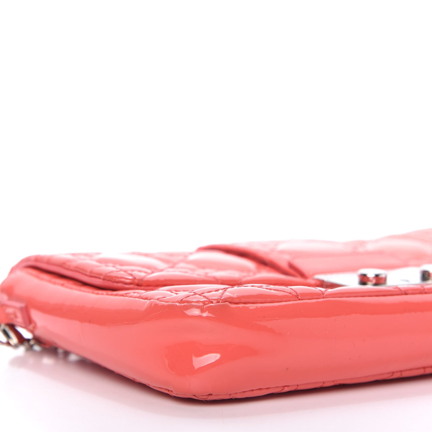 Christian Dior Patent Cannage New Lock Pouch Coral 6 of 9