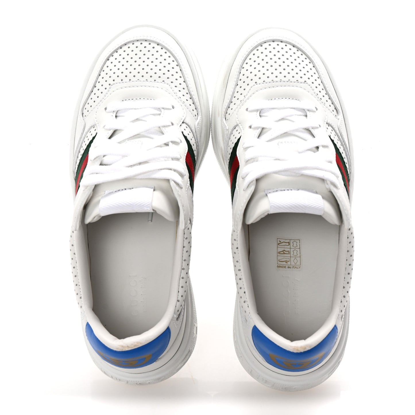 Calfskin Web Perforated Womens Platform 55mm Sneakers 38.5 White Bright Splash
