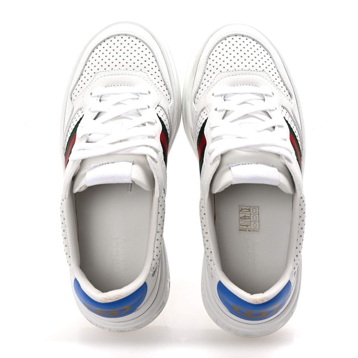 Gucci Calfskin Web Perforated Womens Platform 55mm Sneakers 38.5 White Bright Splash 2 of 10
