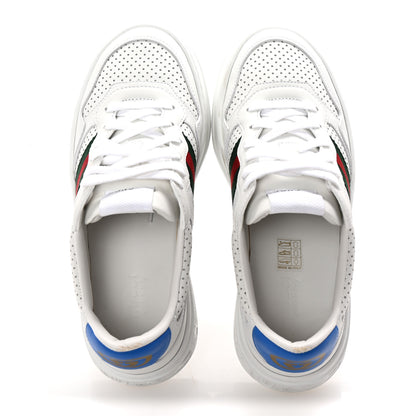 Gucci Calfskin Web Perforated Womens Platform 55mm Sneakers 38.5 White Bright Splash 2 of 10