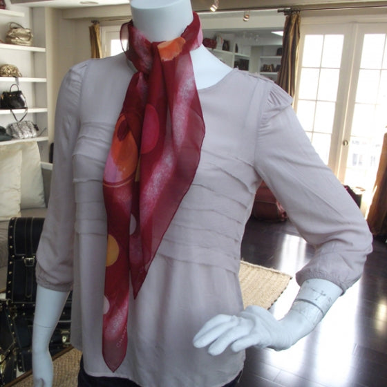 Silk Chiffon CC Bubble Scarf Red