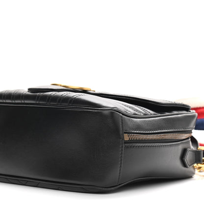 Gucci Calfskin Matelasse Sylvie Web Small GG Marmont Top Handle Shoulder Bag Black 10 of 11