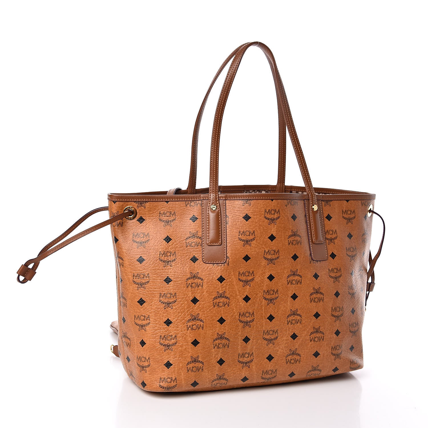 MCM Visetos Medium Liz Reversible Shopper Tote Cognac 5 of 16