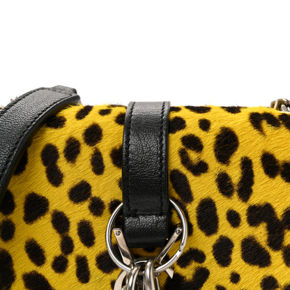 Saint Laurent Pony Hair Calfskin Monogram Leopard Print Baby Punk Chain Bag Yellow 7 of 9