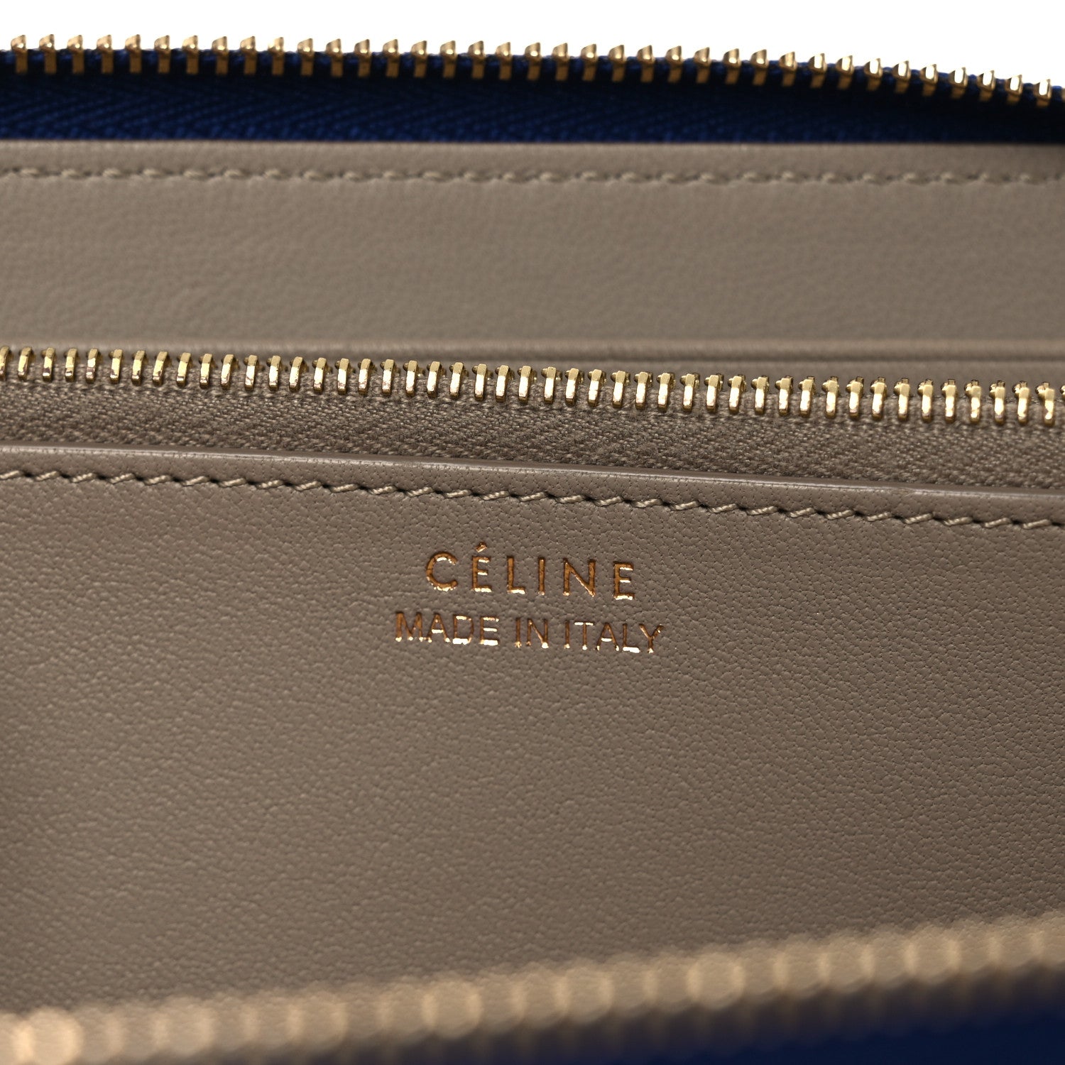 Celine Drummed Calfskin Large Zip Around Multifunction Wallet Indigo 7 of 10