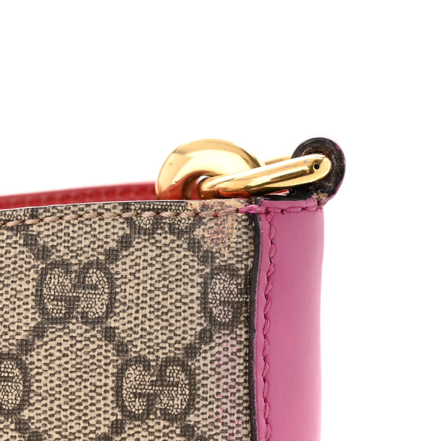 GG Supreme Monogram Calfskin Web Medium Padlock Messenger Shoulder Bag Beige Hibiscus Red New Rosette