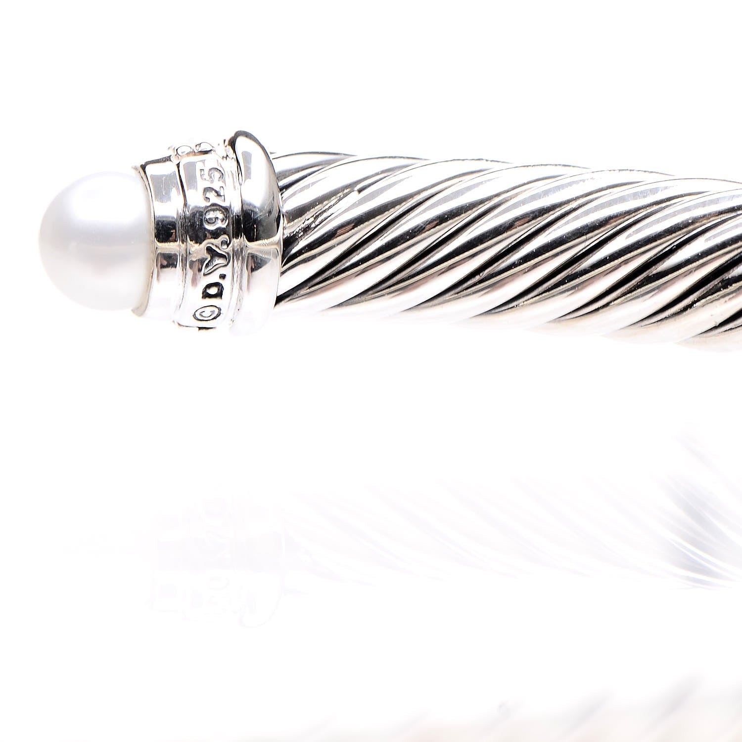 David Yurman Sterling Silver Diamond Pearl 5mm Cable Classics Bracelet 5 of 5