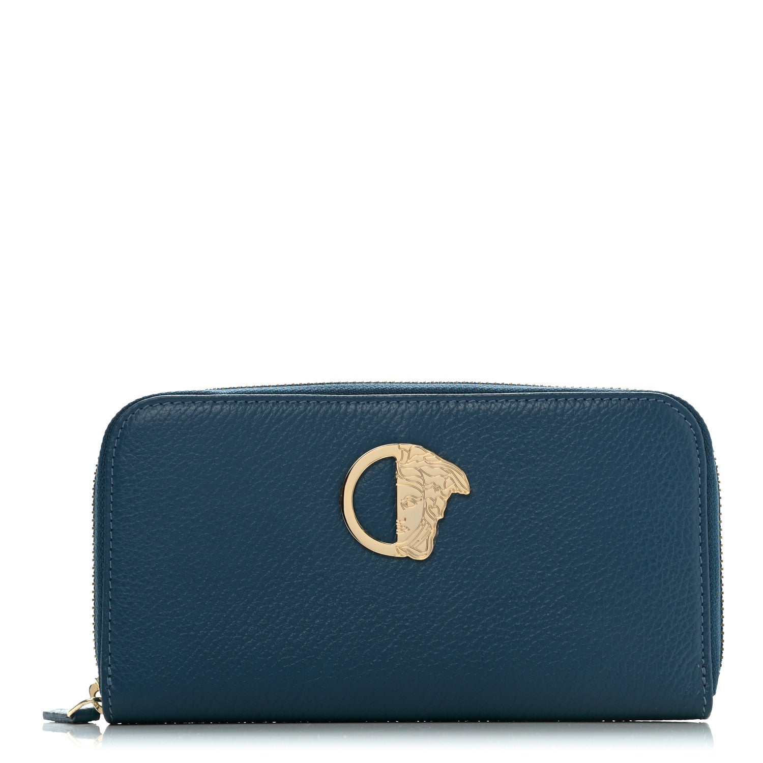 Versace Calfskin Zip Around Continental Wallet Blue 1 of 7