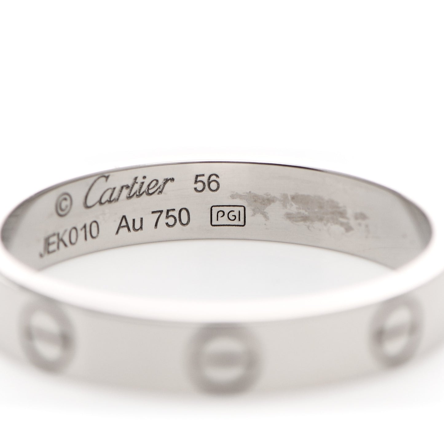 18K White Gold 3.5mm LOVE Wedding Band Ring 56 7.5