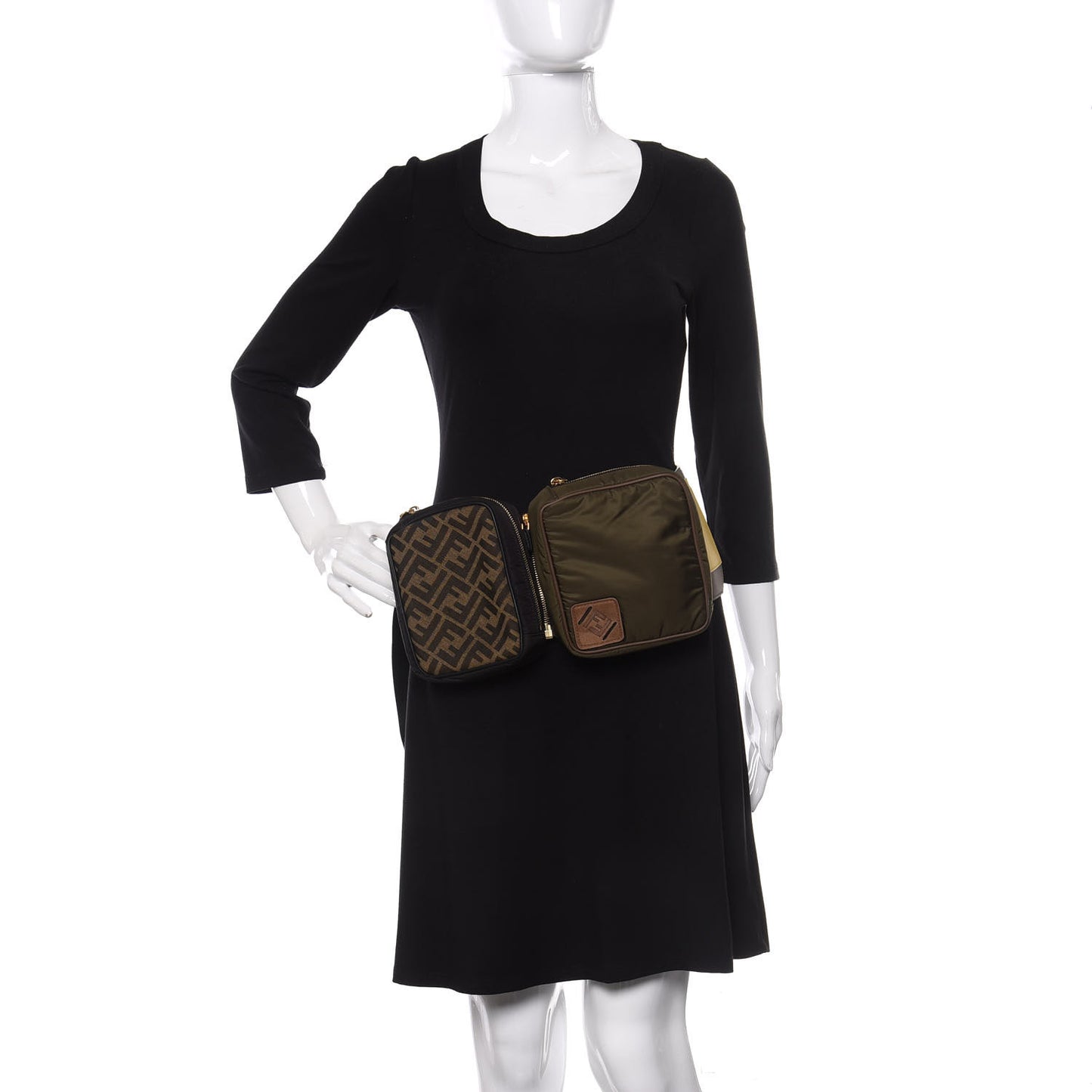 Nylon Dolmias Vitello Grace FF Multi Pouch Belt Bag Military Brown Tortora