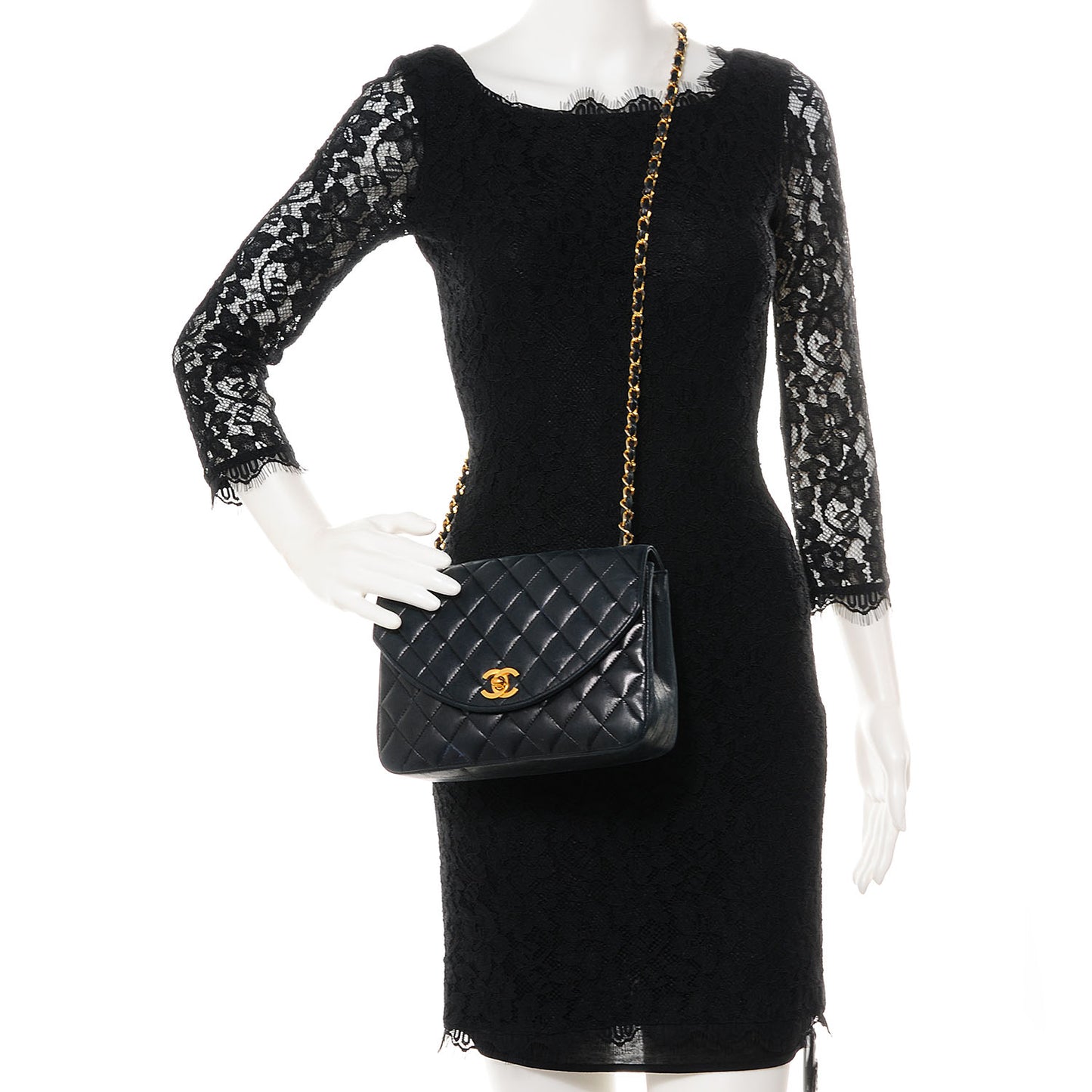Lambskin Small Single Flap Navy
