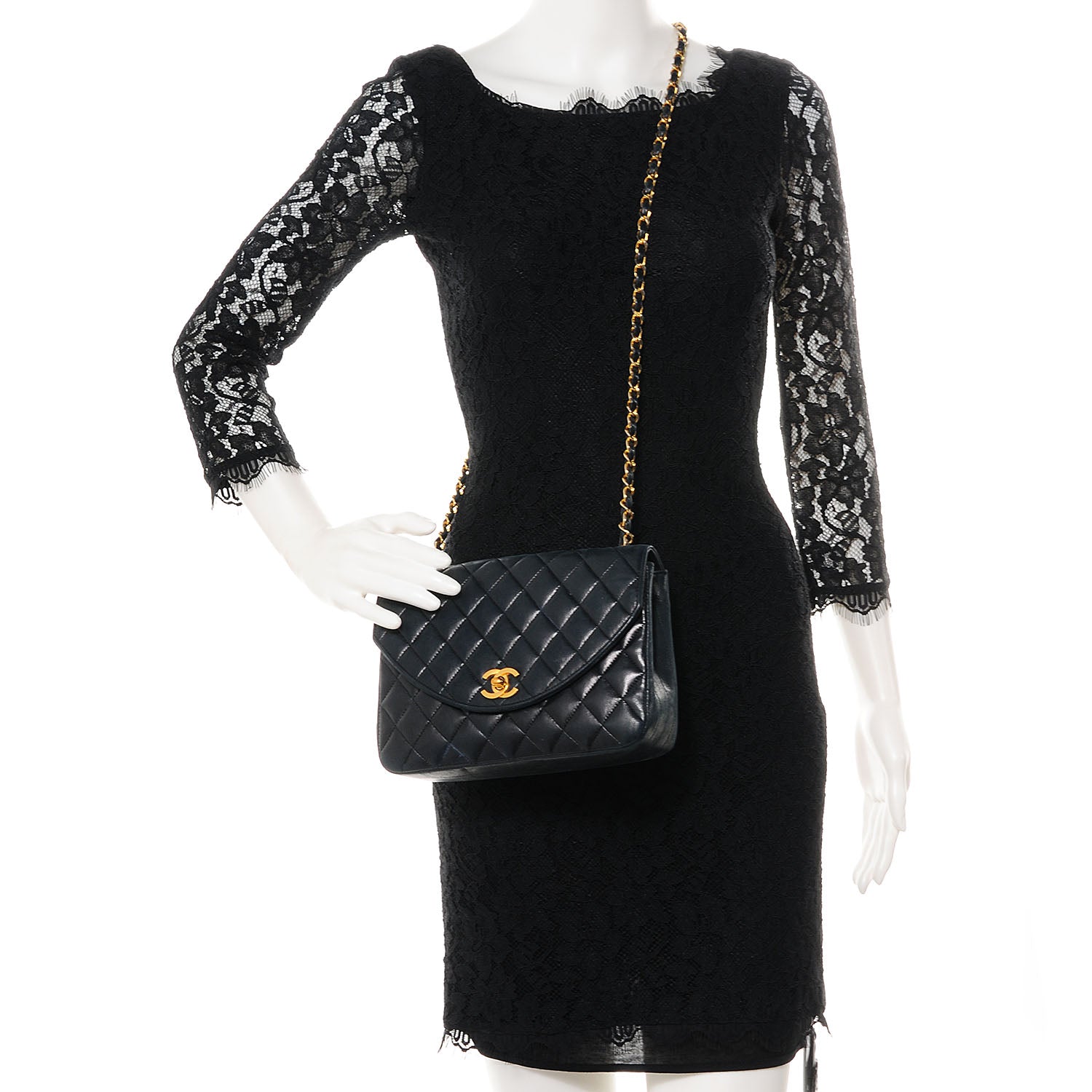 Chanel Lambskin Small Single Flap Navy 2 of 8
