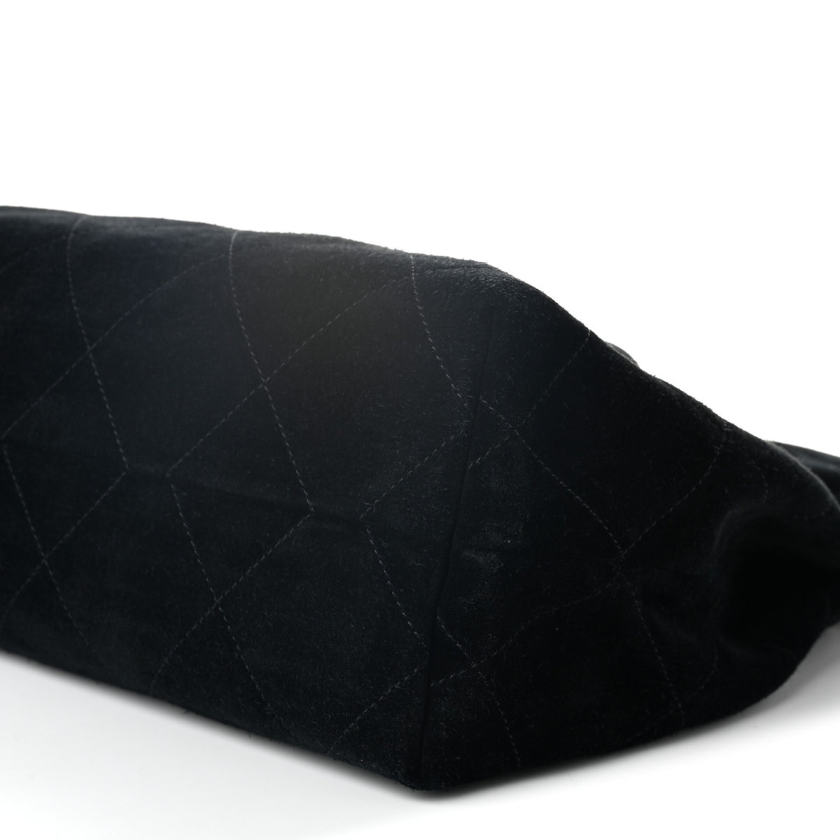 Suede Calfskin Lambskin Quilted Maxi Hobo Black