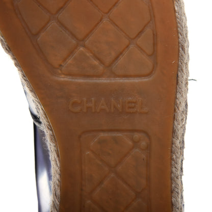 Chanel Mesh Lambskin Check Print CC Espadrilles 37 Blue Black White 6 of 21