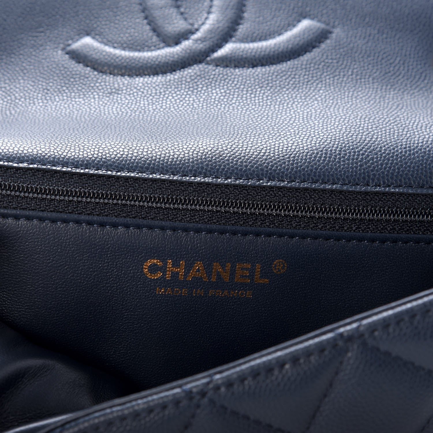 Chanel Caviar Quilted Medium Sweet Classic Flap Navy Blue 6 of 9