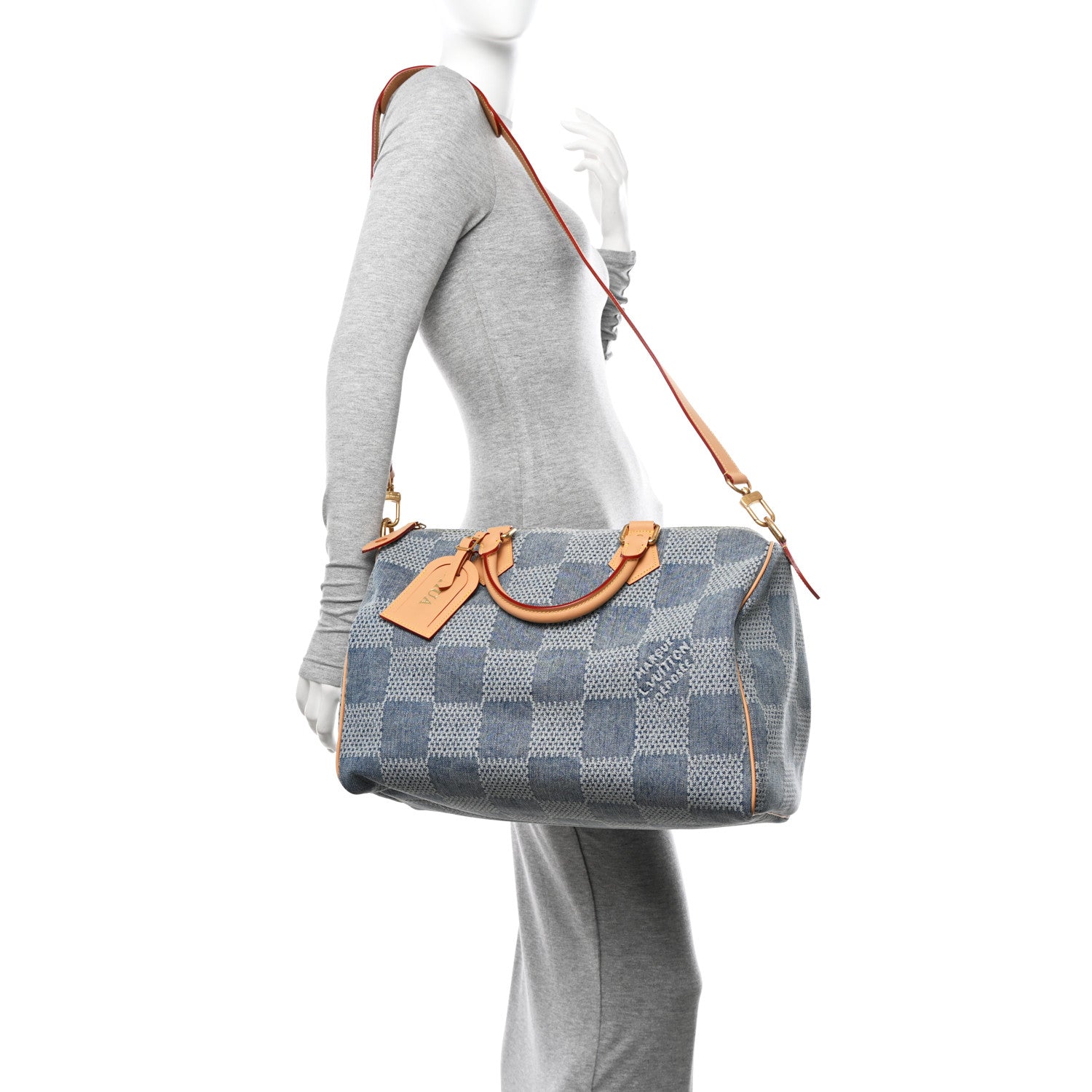 Louis Vuitton Damier Denim 3D Speedy Bandouliere 40 Bleu 2 of 10