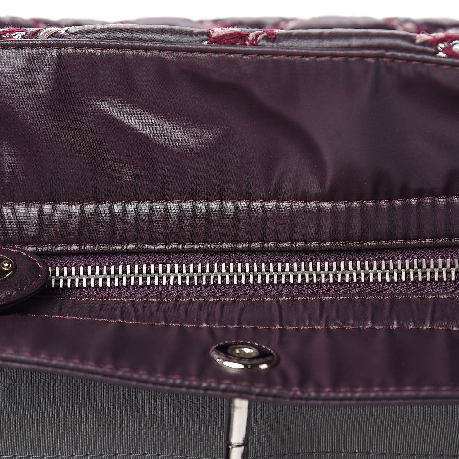 Chanel Nylon Quilted Tweed Stitch Bubble Tote Plum 9 of 12