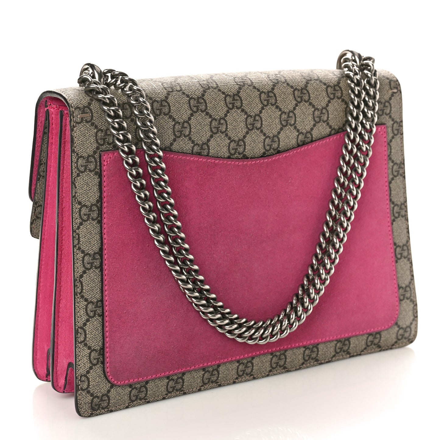 GG Supreme Monogram Suede Pierced Heart Embroidered Medium Dionysus Shoulder Bag Beige Ebony Pink Tropical Flower