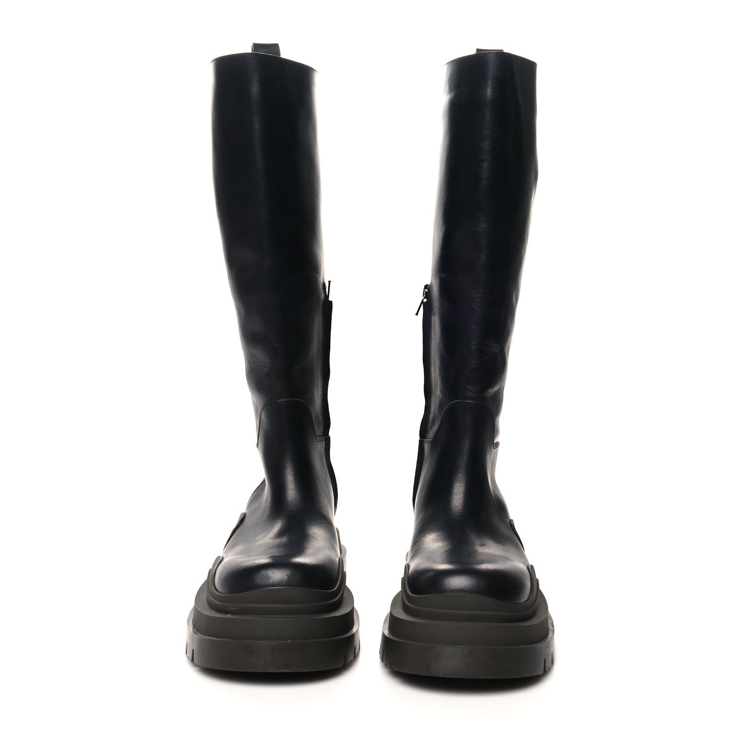 Bottega Veneta Calfskin The Tire High Boots 37.5 Black Camping 2 of 8