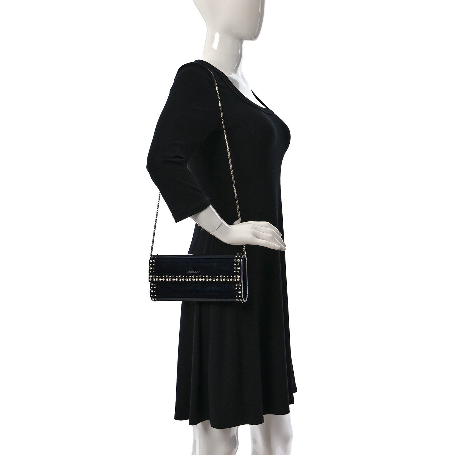 Jimmy Choo Acrylic Crystal Pearl Crystal Sweetie Clutch Navy 2 of 11