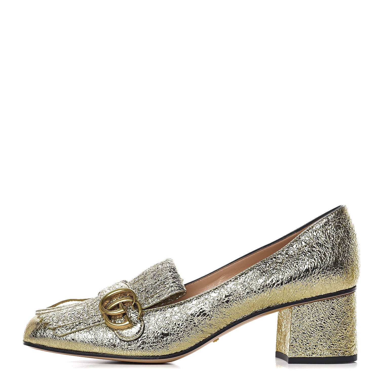 Gucci Galassia GG Marmont Fringe 50mm Loafer Pumps 41 Platino 1 of 11
