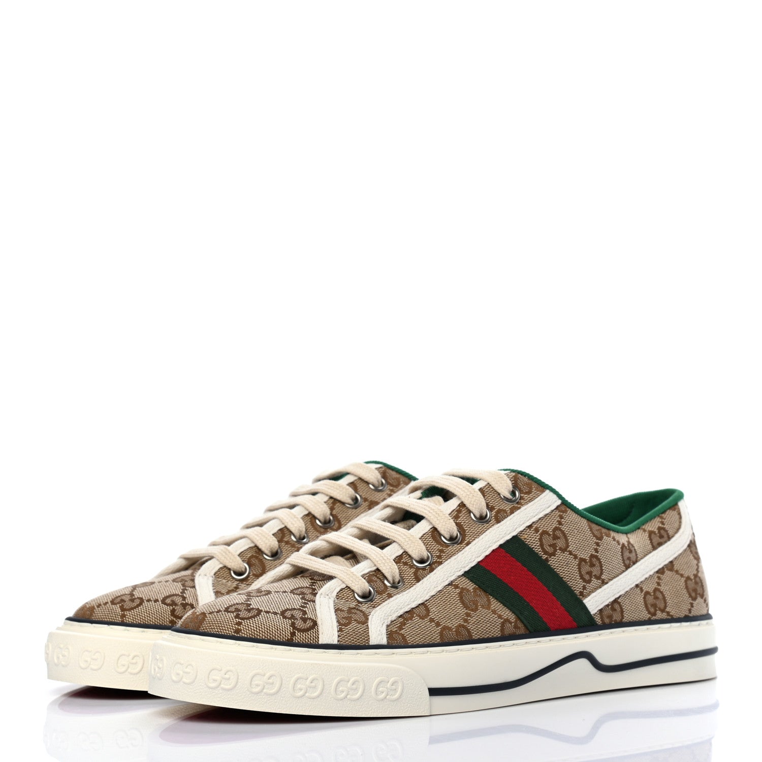Gucci GG Monogram Web Womens 1977 Tennis Sneakers 40.5 Beige Ebony Mystic White 3 of 6