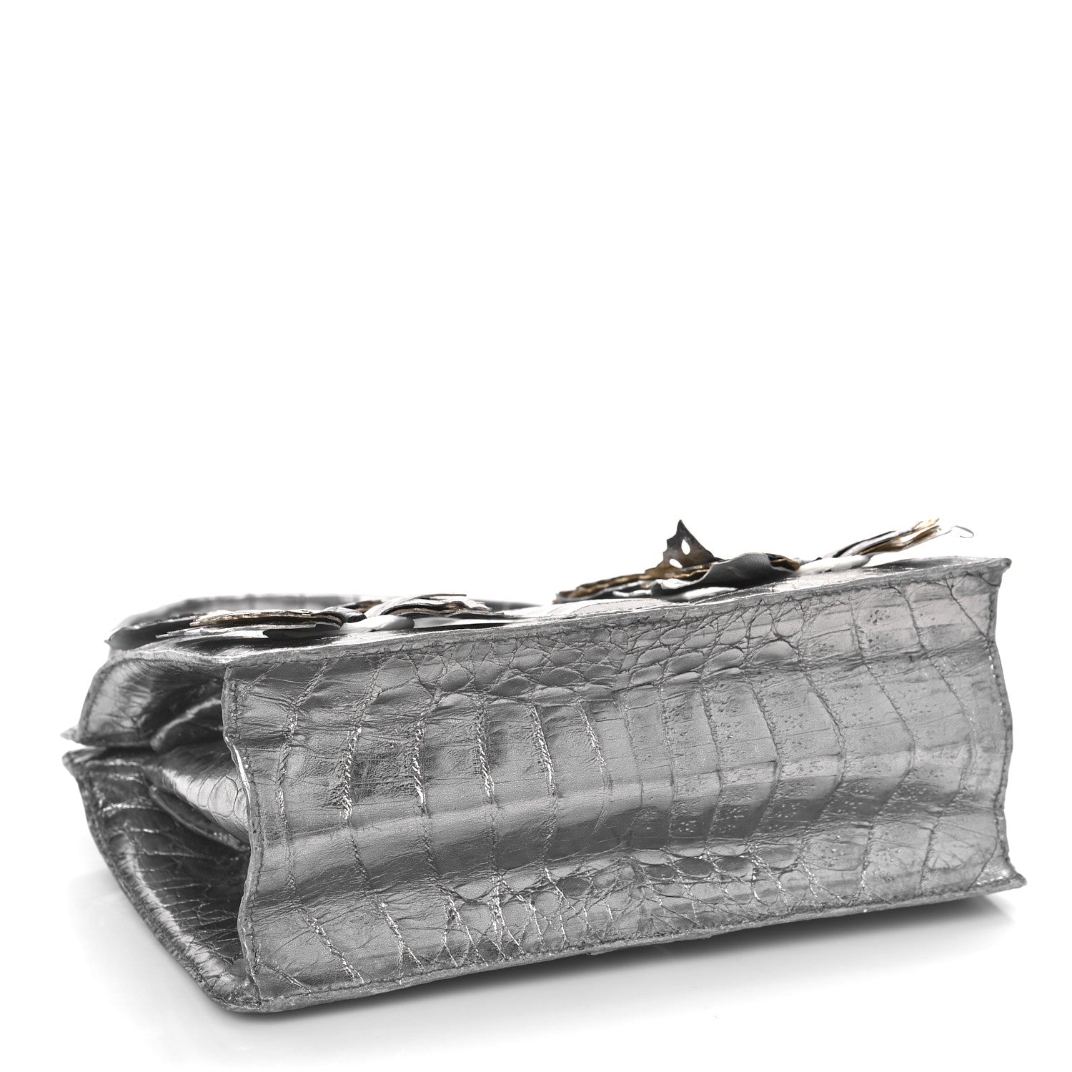 Nancy Gonzalez Metallic Crocodile Butterfly Bag Anthracite 4 of 9